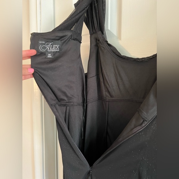 Women's Formal Dress - Ruched Side Glitter Mesh Gown by Alex Evenings - Picture 10 of 14